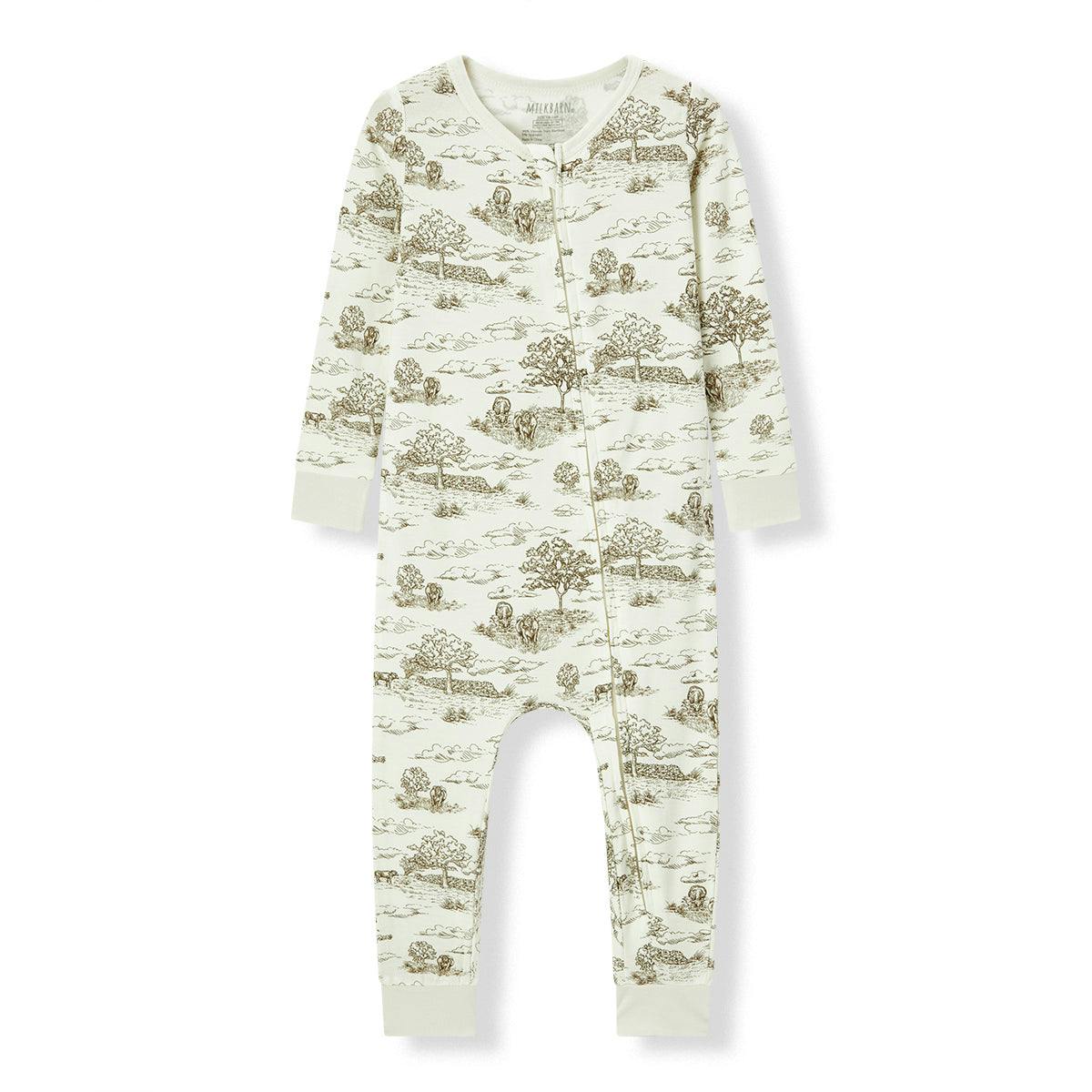 Country Toile Luxe Stretch Zipper Pajama