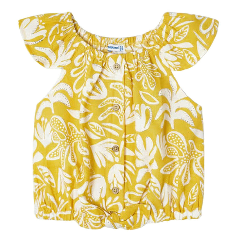 Yellow Tropical Print Blouse