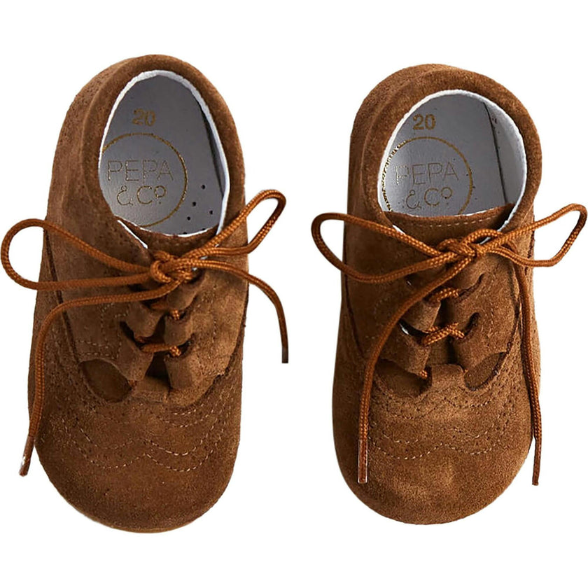 Suede Oxford Baby Booties in Brown (20-24EU)