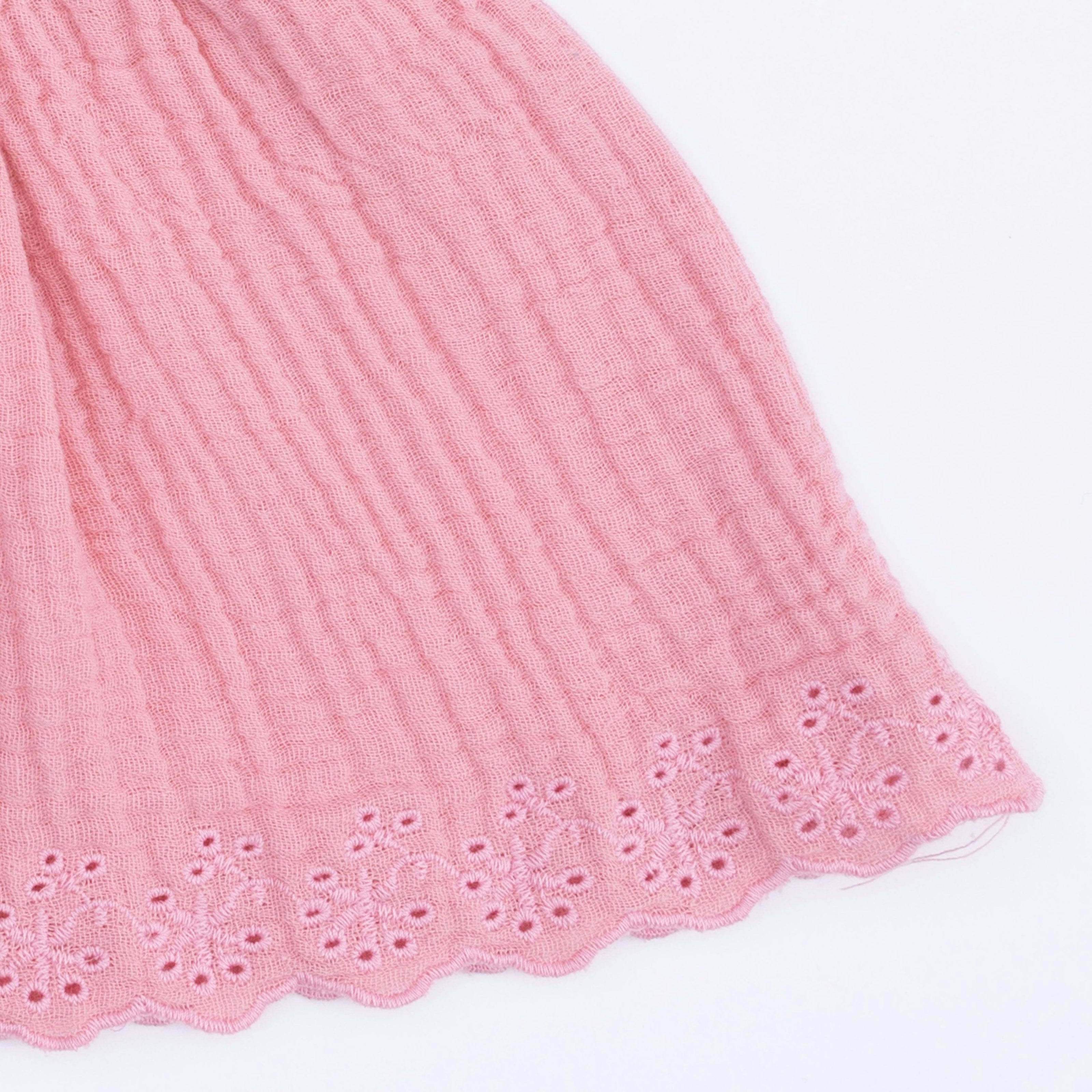 Solid Muslin Poignant Pink - Smocked Top with Bloomer