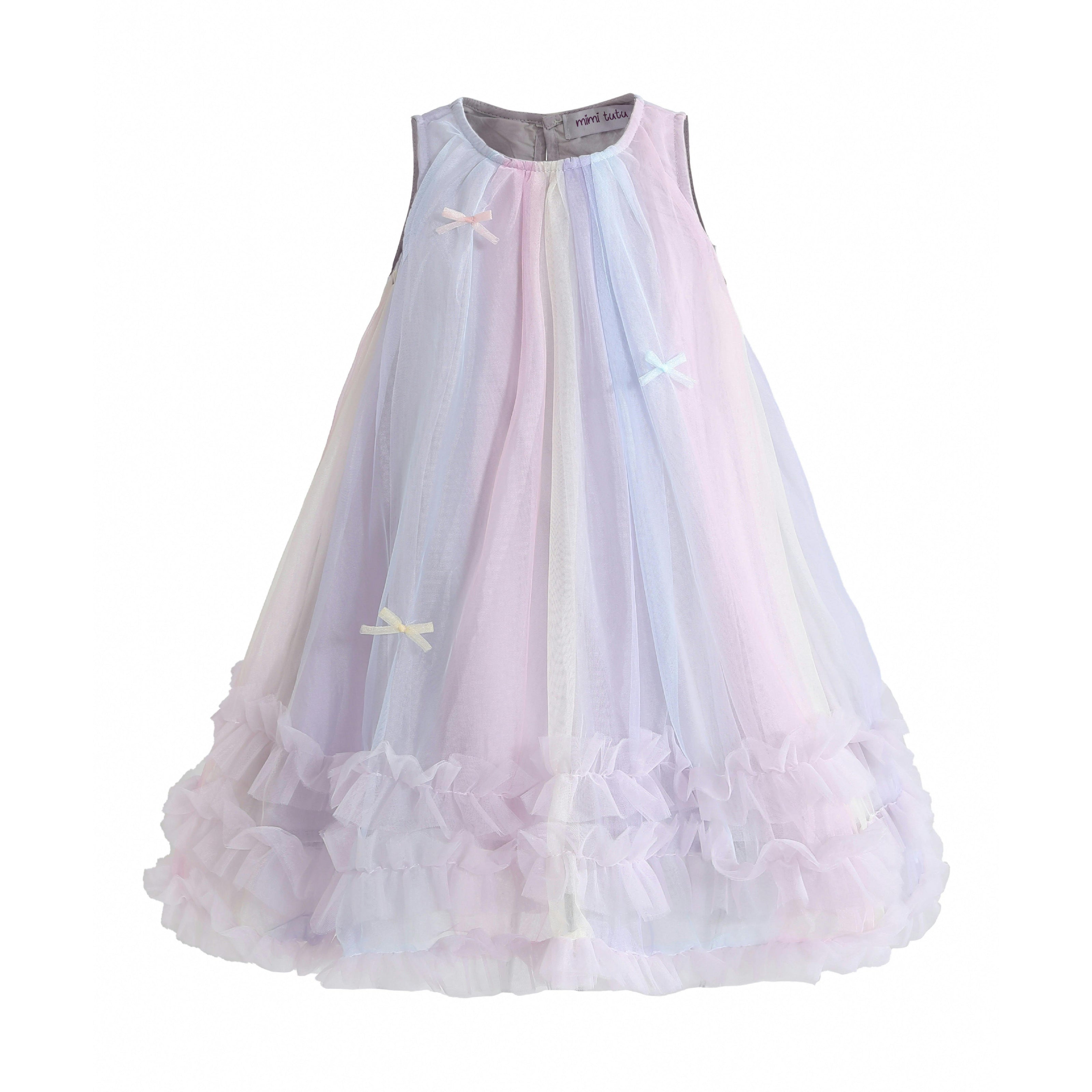 Purple Orielle Pastel Bow Ruffle Dress