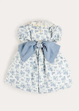 Audrey Toile Hand Smocked Ruffle Collar Short Sleeve Dress in Blue (12mths- 10yrs)
