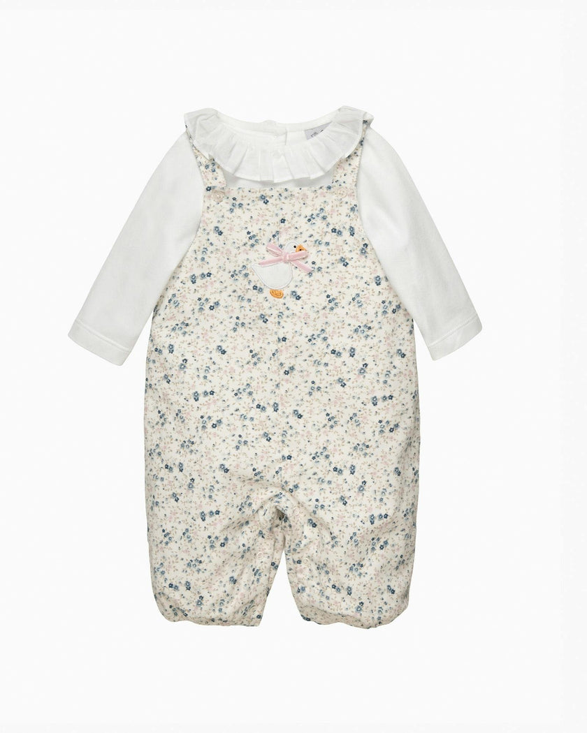 Baby Ditsy Cord Duckling Dungaree Set