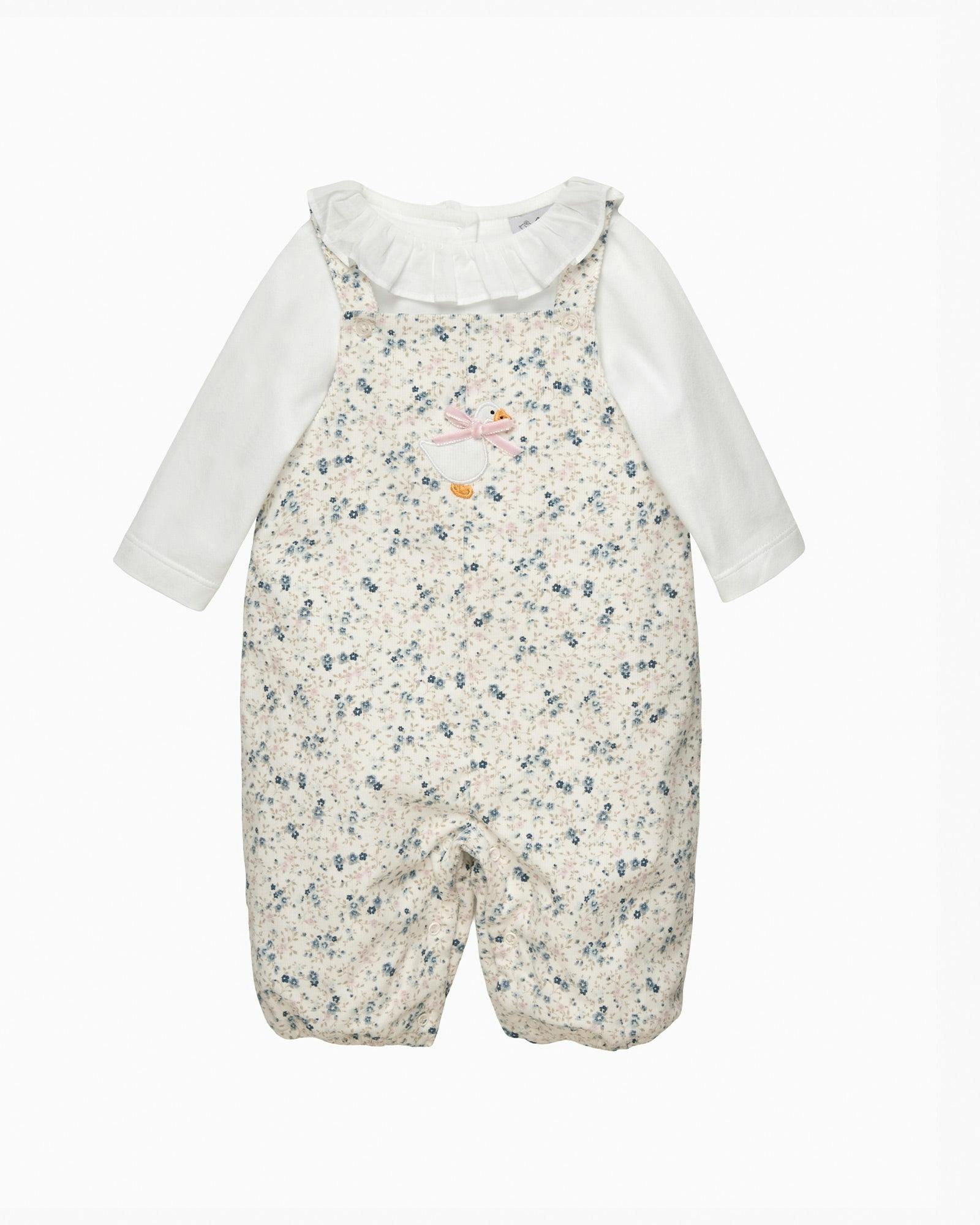 Baby Ditsy Cord Duckling Dungaree Set