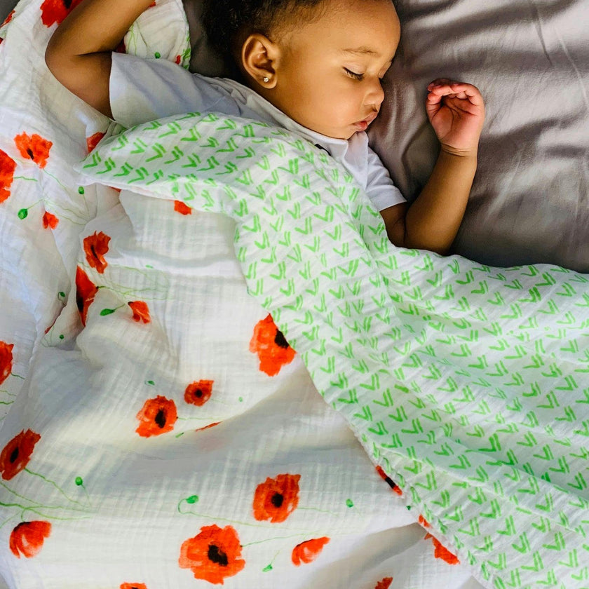 Organic Muslin Four-Layer Reversible Snug Blanket