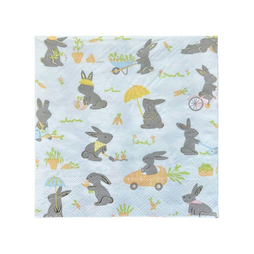 Springtime Bunnies In The Garden Large Napkins
