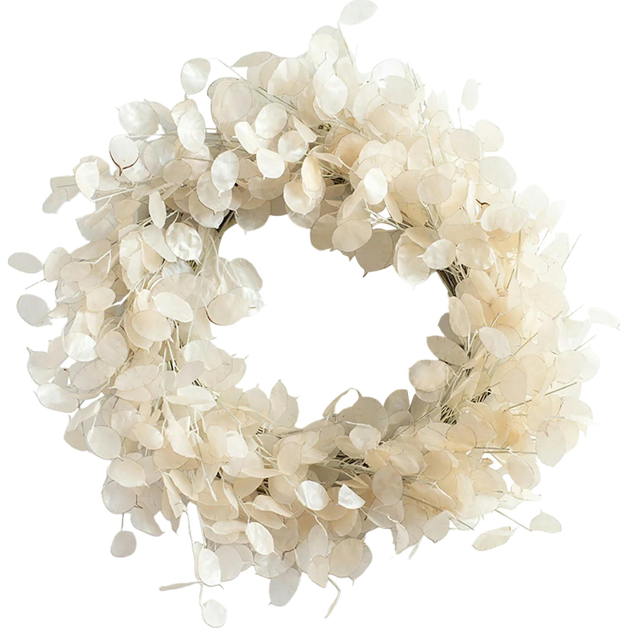 Dried Look Translucent Bleached Lunaria All Seasons Fall Wreath