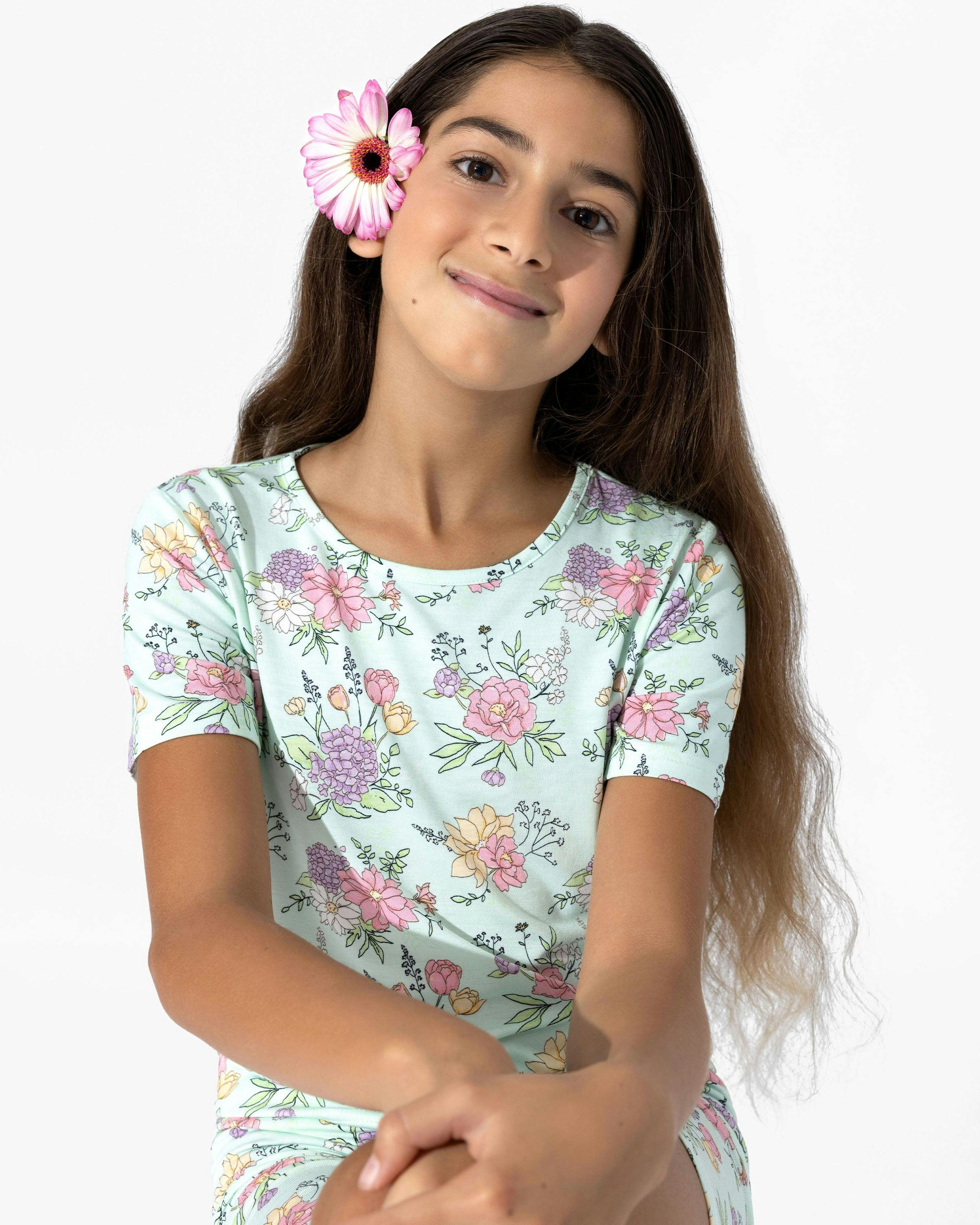Petals & Posies Bamboo Kids Pajama Short Set