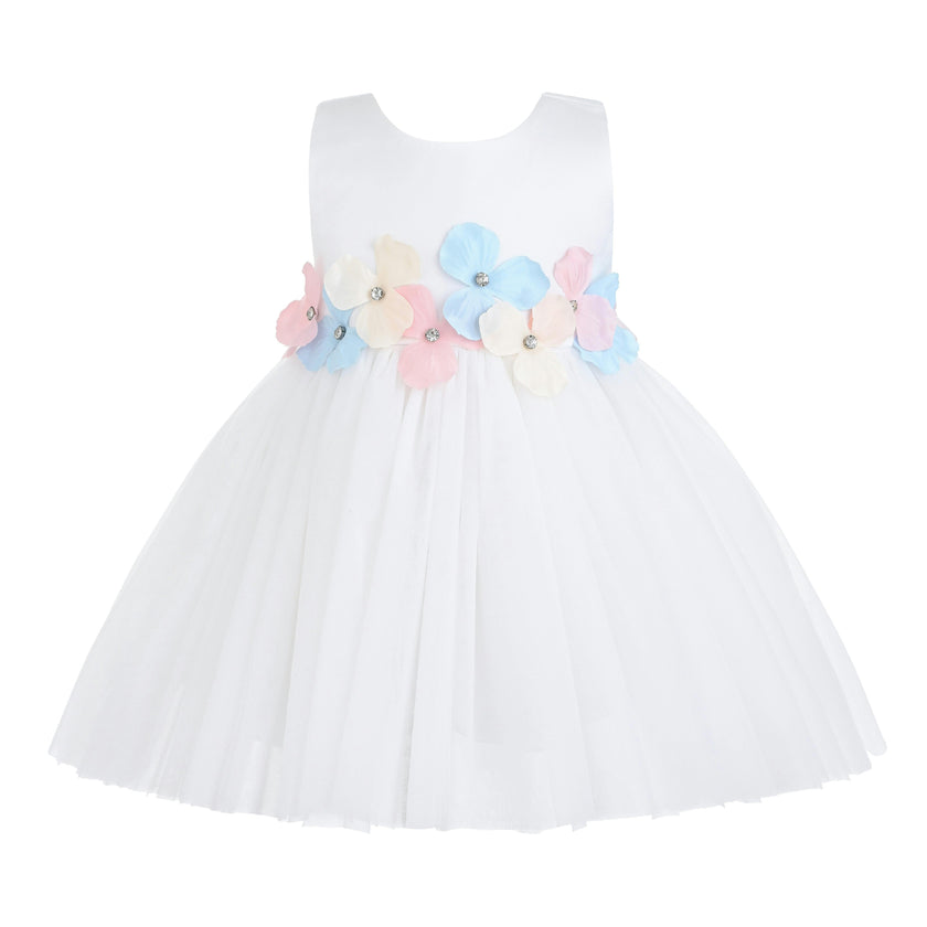 White Elarisse Floral Waist Dress