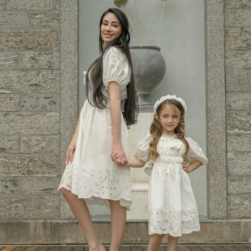 Blanca White Cotton Mom Dress