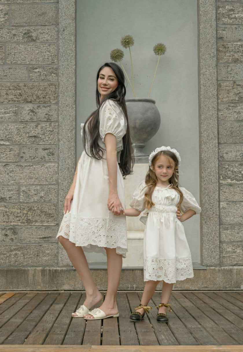 Blanca White Cotton Mom Dress