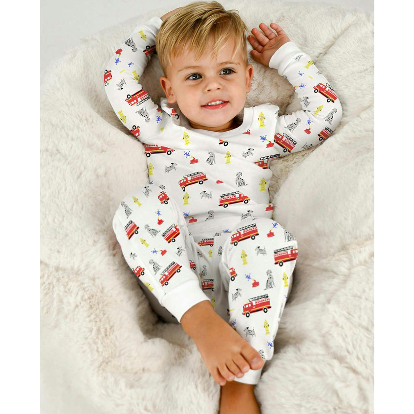 The Organic Long Sleeve Pajama Set [Fire Trucks]