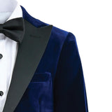 Blue Velvet Suit with Black Accents