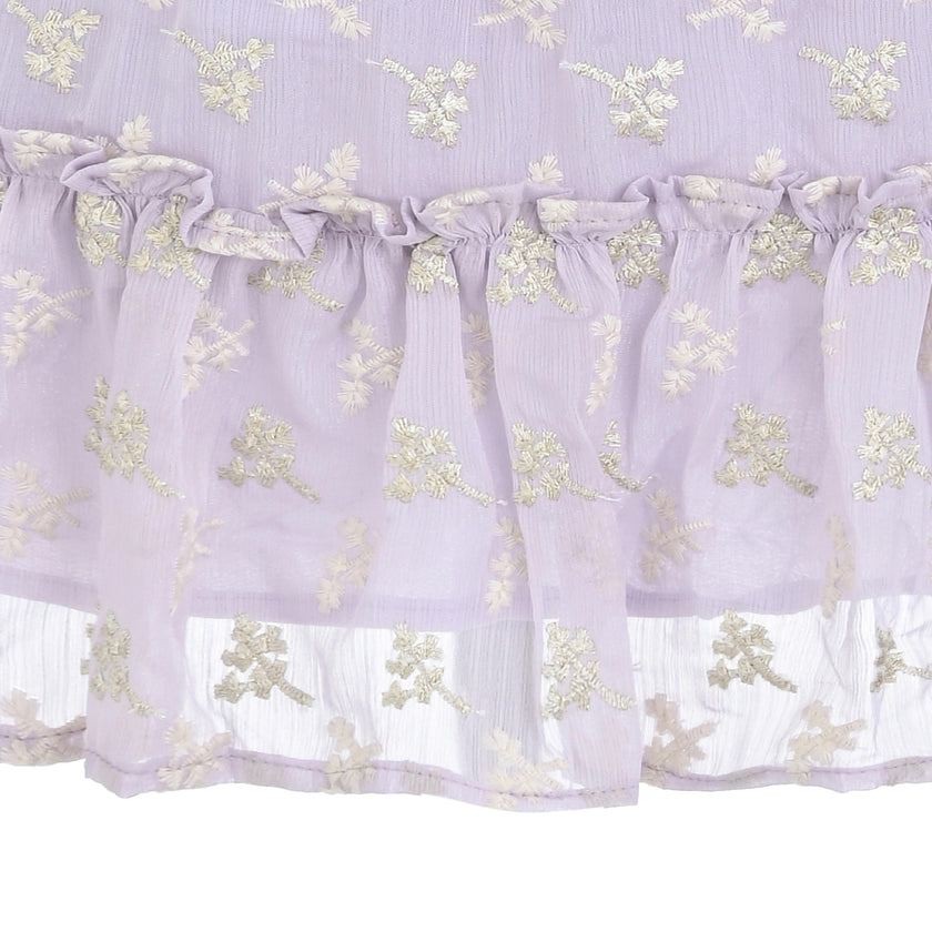 Purple Gold Motif Ruffle Dress