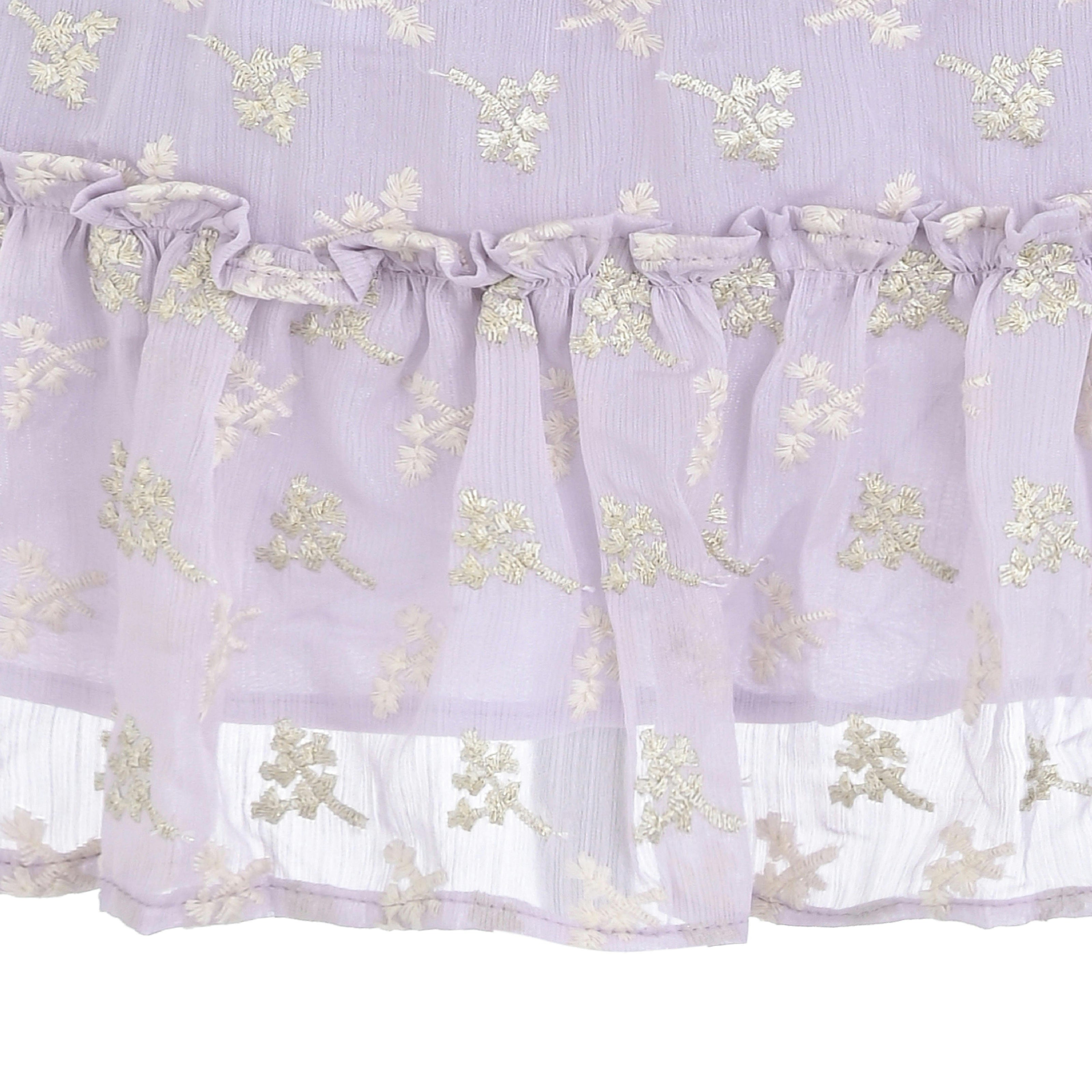 Purple Gold Motif Ruffle Dress