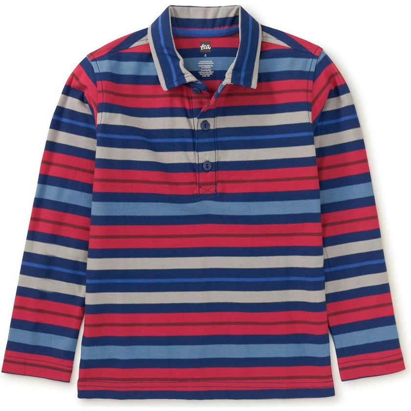 Long Sleeve Striped Polo, Multi