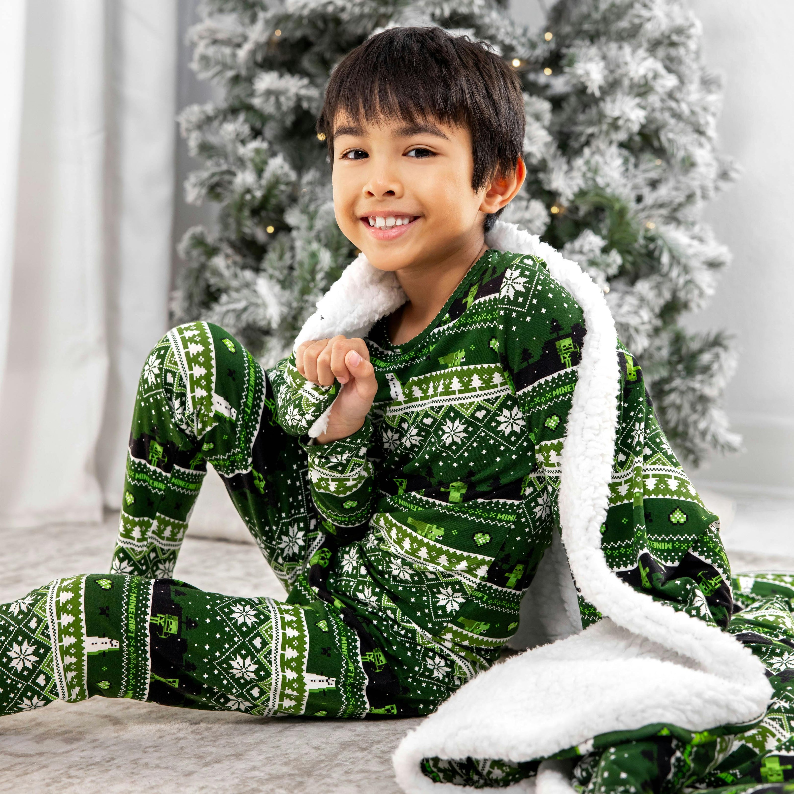 Minecraft Creeper Holiday Bamboo Kids Pajamas