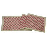 Artisan Hand Loomed Cotton Table Runner - Red Green Stitching - 18"x96" Arcadia Home