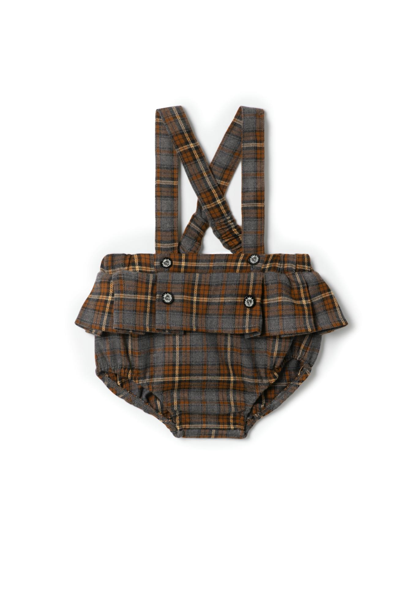 Pleated Plaid Overalls