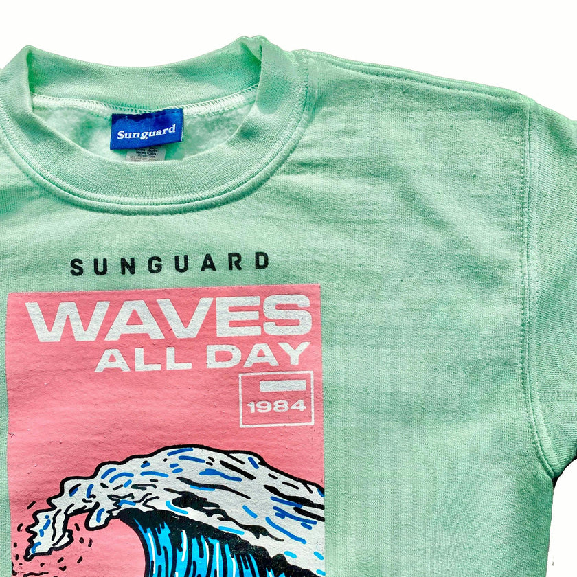 Kids’ Sunset Crew Sweatshirt - Waves