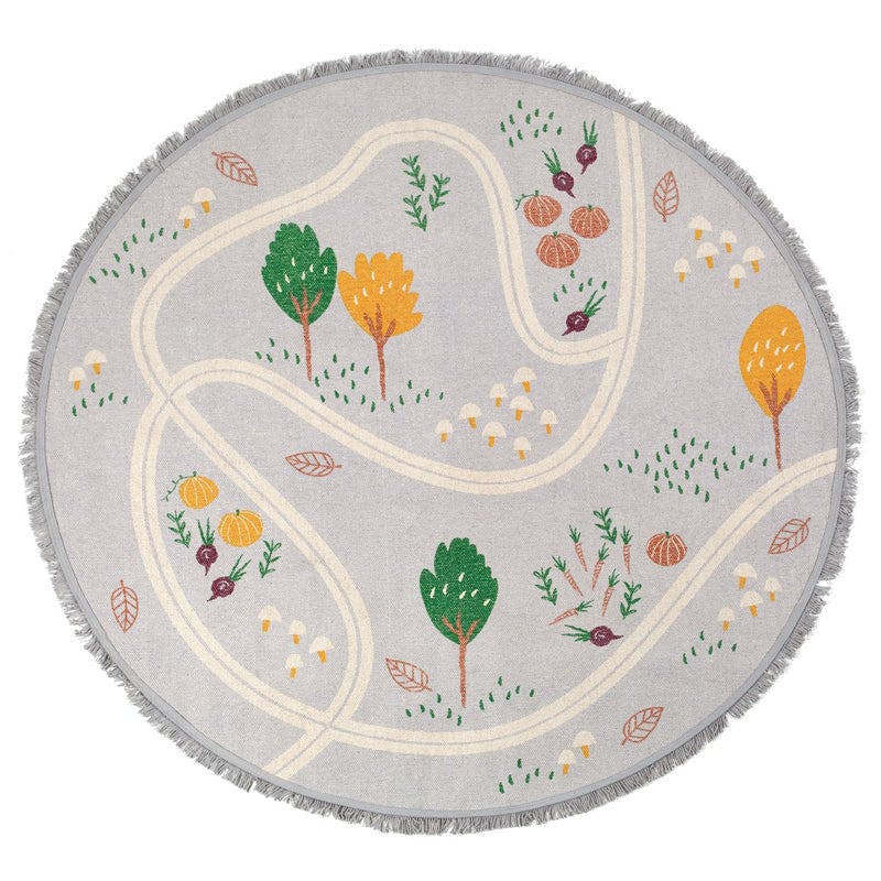 Hand-Woven Fringed Round Rug