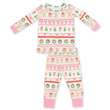 Gingerbread Fair Isle Pink - Long Sleeve Loungewear Set