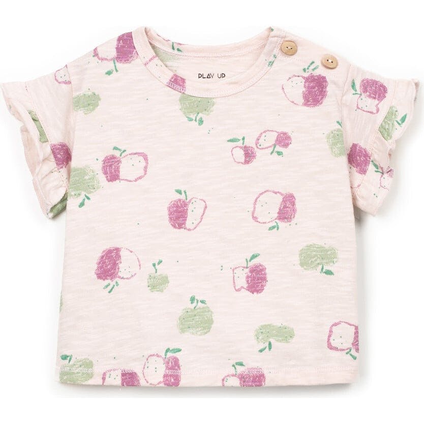 Apple Print Flutter Sleeve T-Shirt