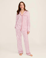 Women's Twill Pajama Set in Antique Red Ticking