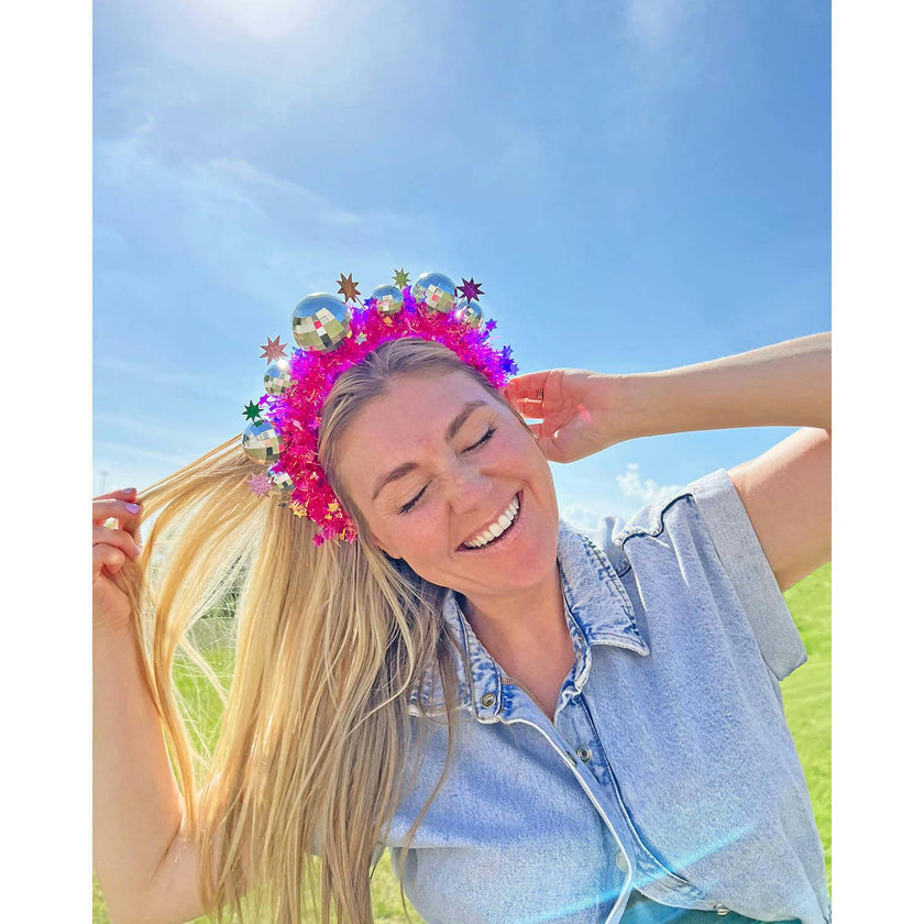 Pink Disco Ball Party Novelty Headband