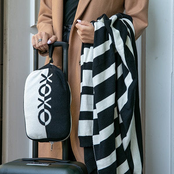 Xoxo Reversible Stripes Blanket Travel Set