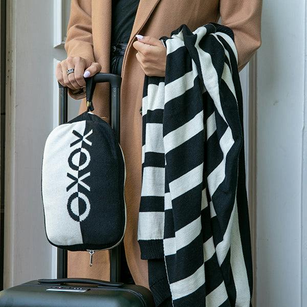 Xoxo Reversible Stripes Blanket Travel Set