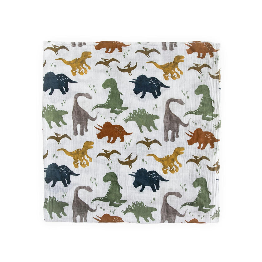 Cotton Muslin Swaddle Blanket - Dino Friends