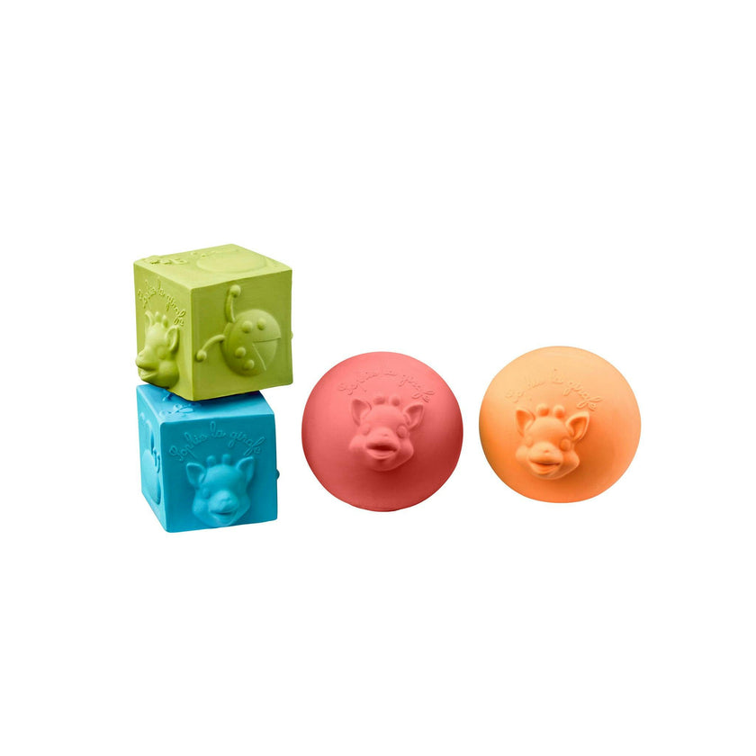 So’Pure Natural Rubber Cube & Ball Teether Set
