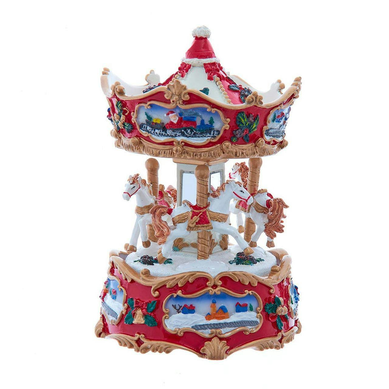 Kurt Adler 7-Inch Wind-Up Musical Carousel Table Piece