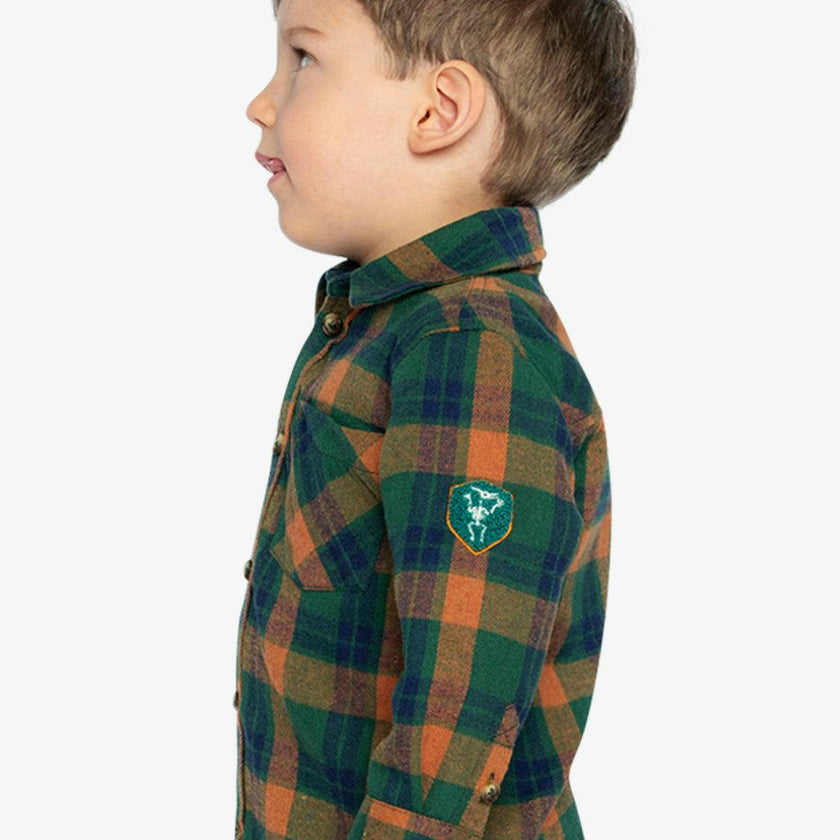 Plaid Shirt Orange, Blue and Green