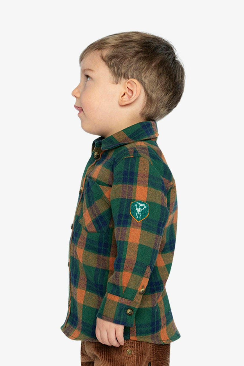 Plaid Shirt Orange, Blue and Green
