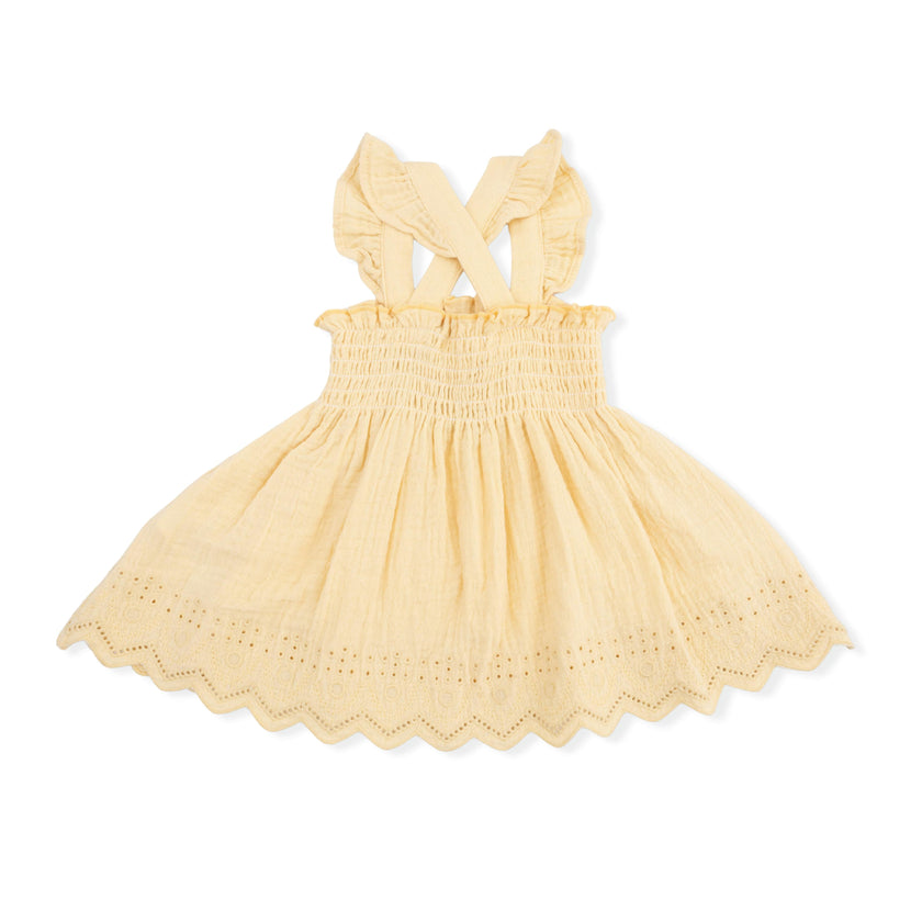 Solid Muslin Italian Straw - Smocked Top with Bloomer