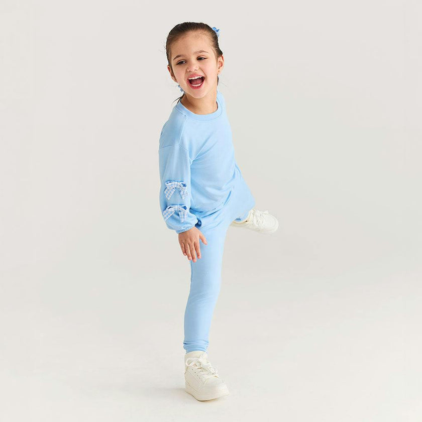 Edda Blue French Terry Bow Sweatshirt Jogger Set