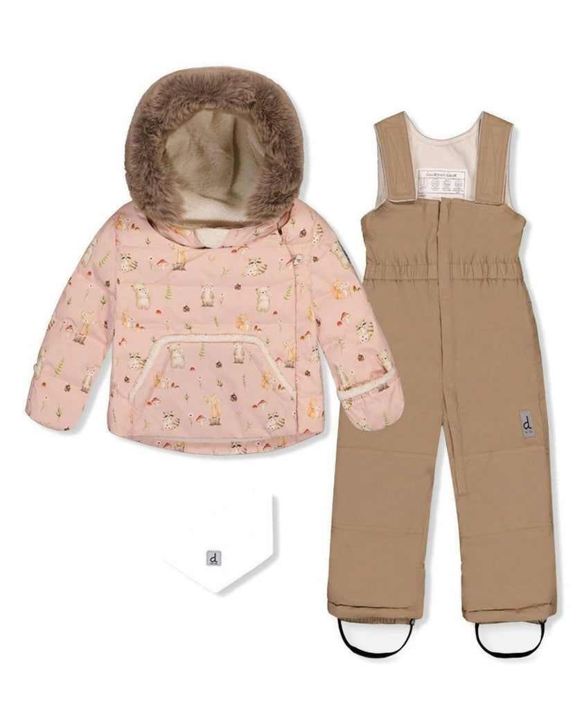 Baby Two Piece Snowsuit Pink Animal Print