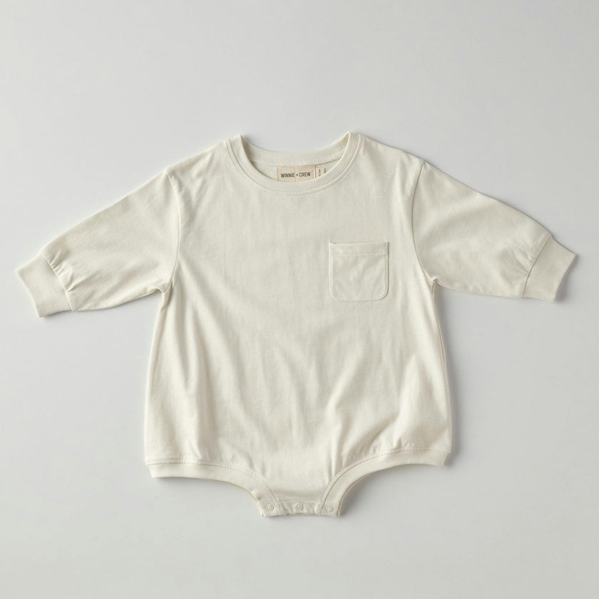 Harley Pocket Romper in Marshmallow