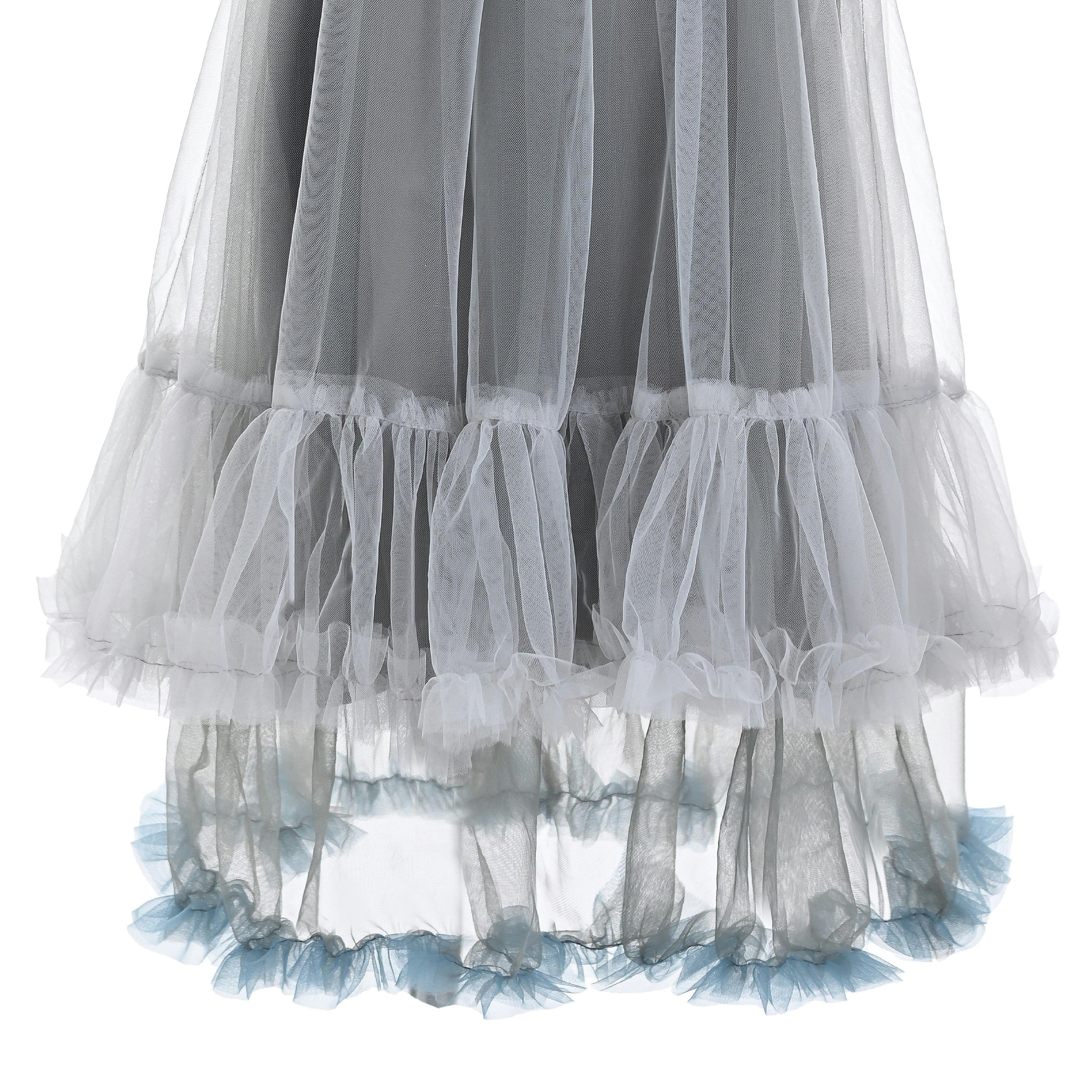 Gray Tulle Ruffle Dress