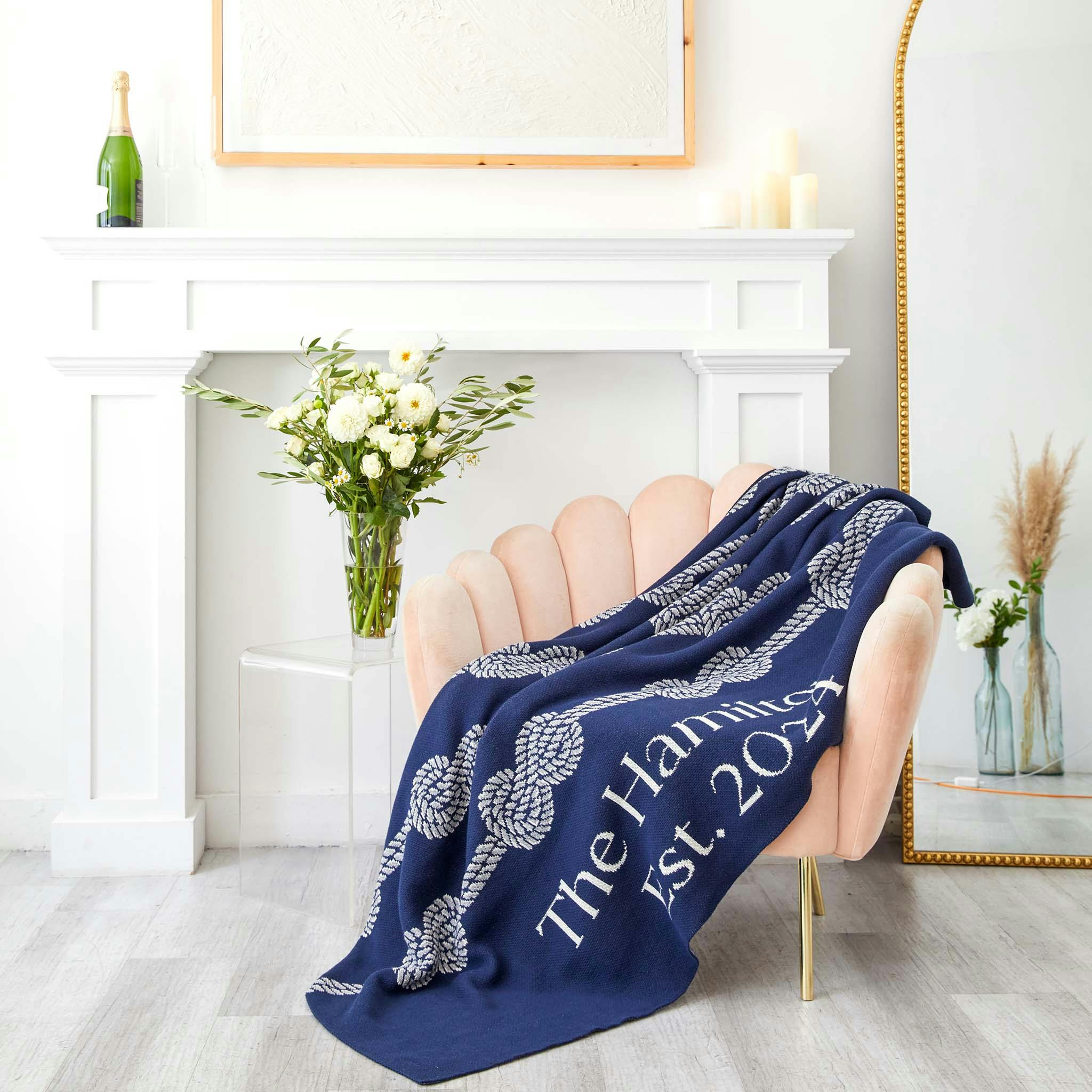 Custom Personalized Sustainable Knit Throw Blanket - Rope