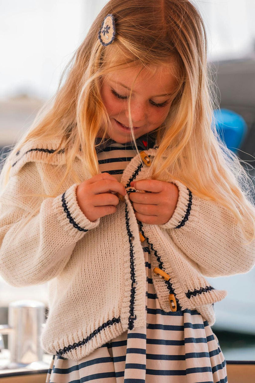 Sail Away Cardigan in Salt/Navy
