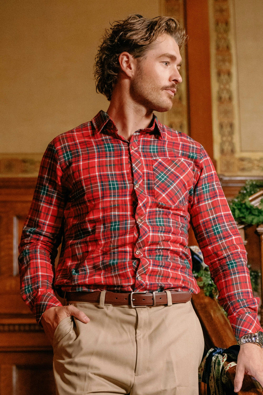 Mens John Shirt in Christmas Cheer Plaid
