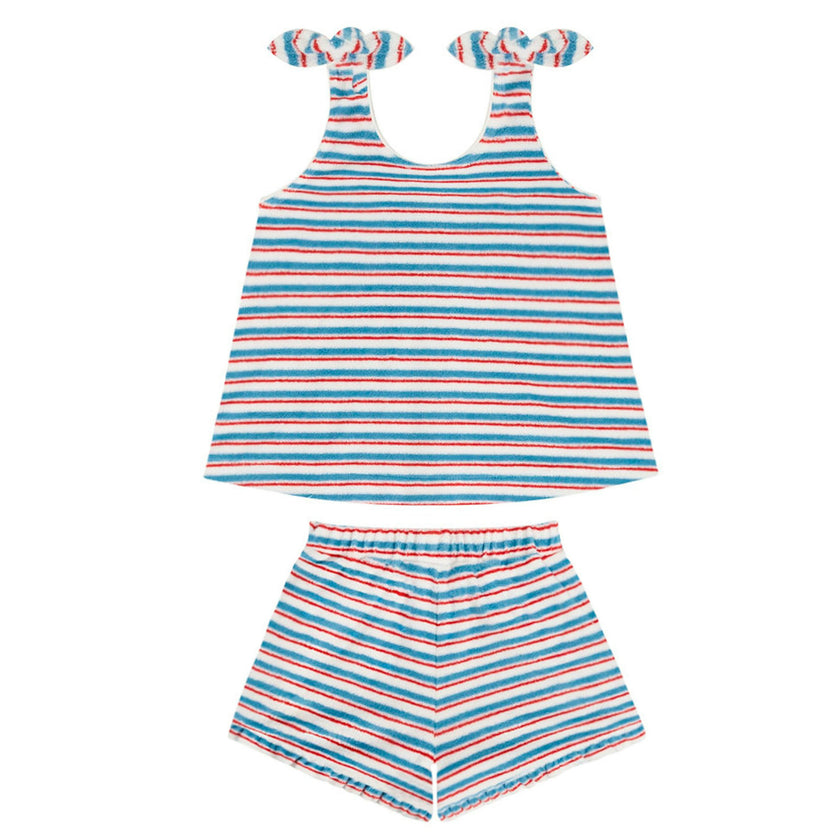 girls jetty stripe french terry tie knot set