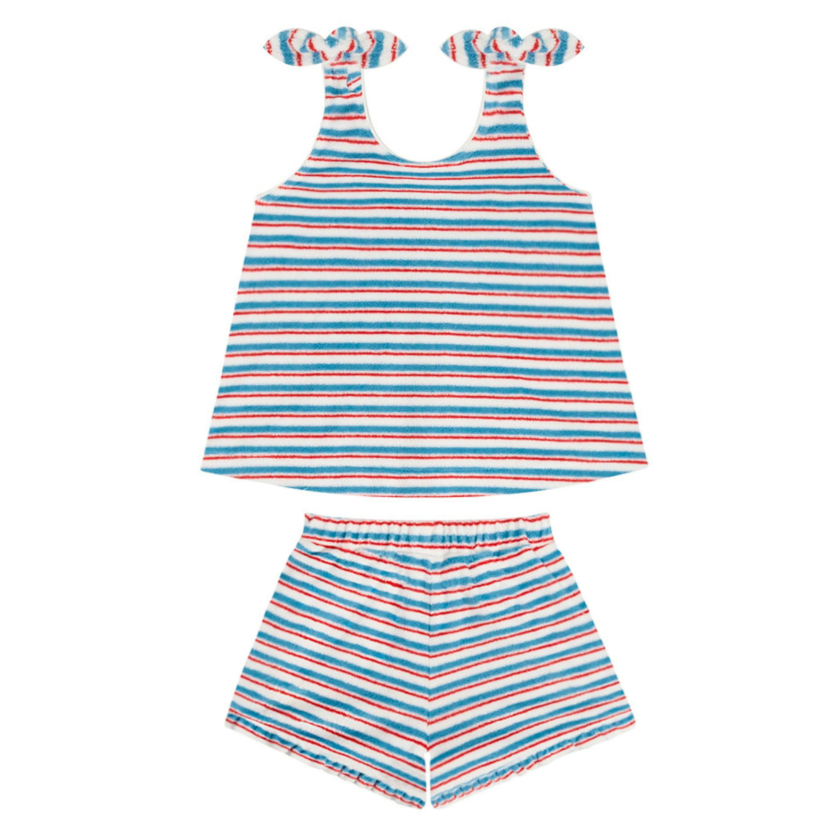 girls jetty stripe french terry tie knot set