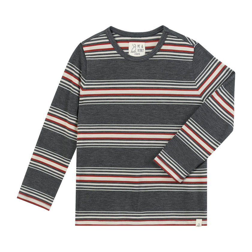 TOBY Grey/Rust Stripe Tee