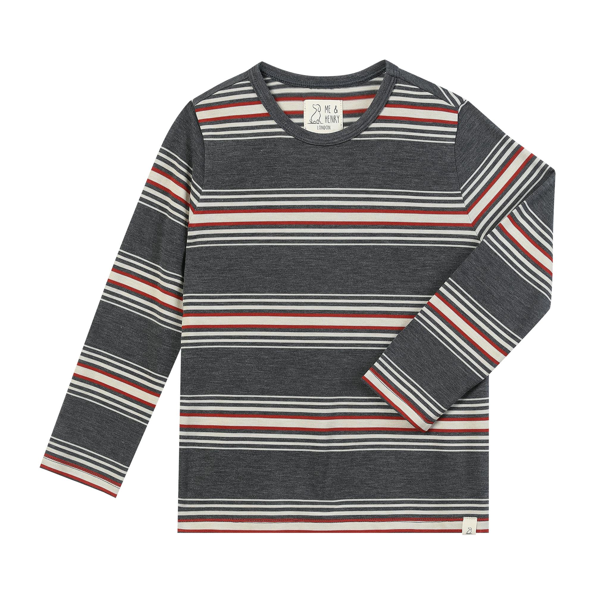 TOBY Grey/Rust Stripe Tee
