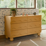 Lido Wave 6-Drawer Wide Assembled Dresser (56") in Honey