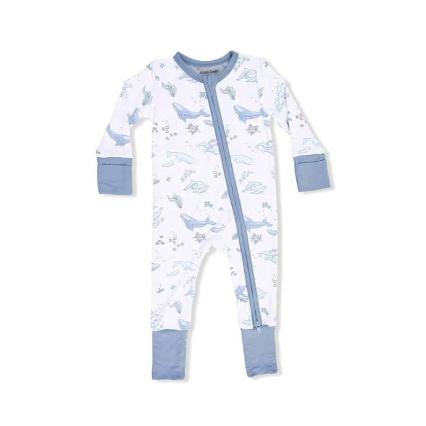 Watercolor Blue Whales - Convertible Romper